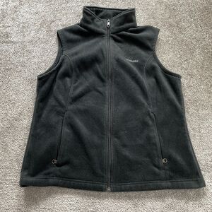Columbia Benton Springs Fleece Vest Women XL Black Full Zip Pockets High Neck